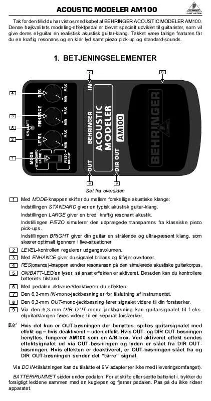 Mode d'emploi BEHRINGER AM100