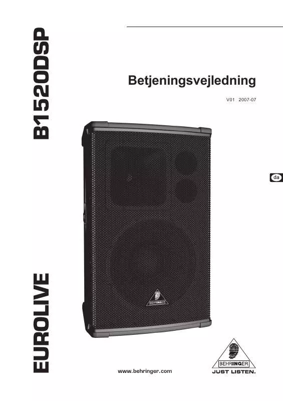 Mode d'emploi BEHRINGER B1520DSP