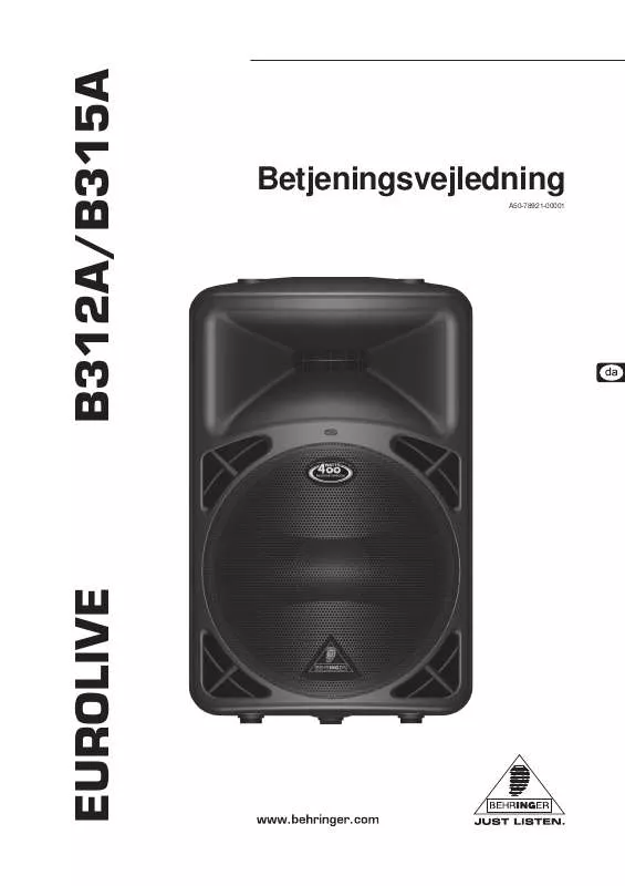 Mode d'emploi BEHRINGER B312A