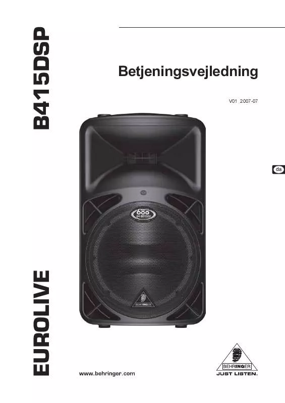 Mode d'emploi BEHRINGER B415DSP