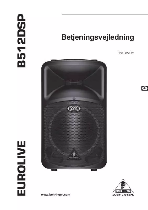 Mode d'emploi BEHRINGER B512DSP