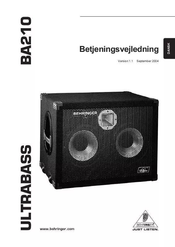 Mode d'emploi BEHRINGER BA210