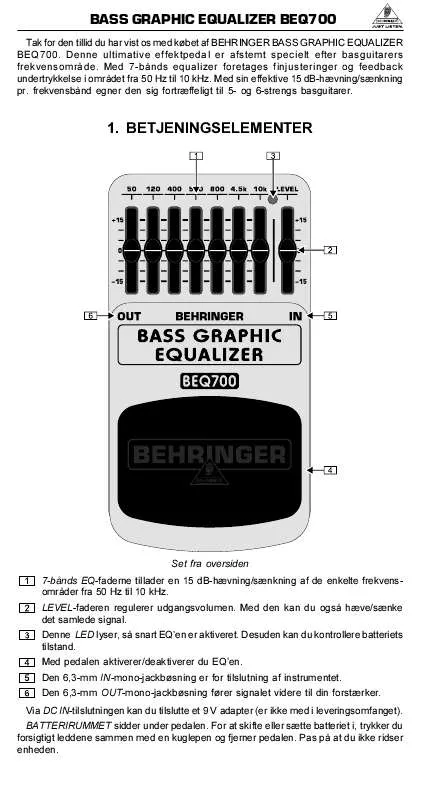 Mode d'emploi BEHRINGER BEQ700