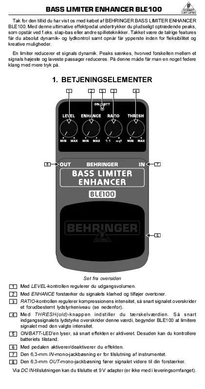 Mode d'emploi BEHRINGER BLE100