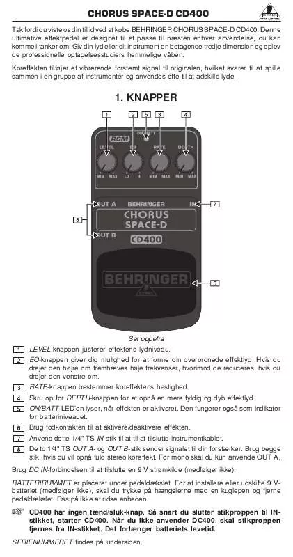 Mode d'emploi BEHRINGER CD400