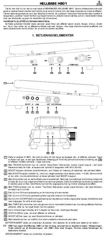 Mode d'emploi BEHRINGER HB01