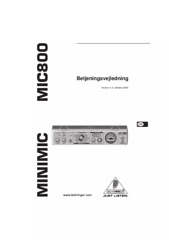 Mode d'emploi BEHRINGER MIC800