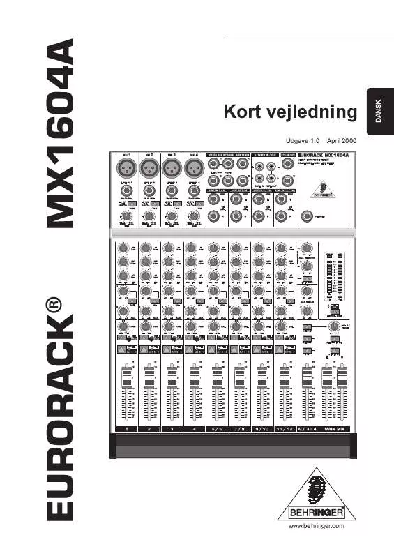 Mode d'emploi BEHRINGER MX1604A