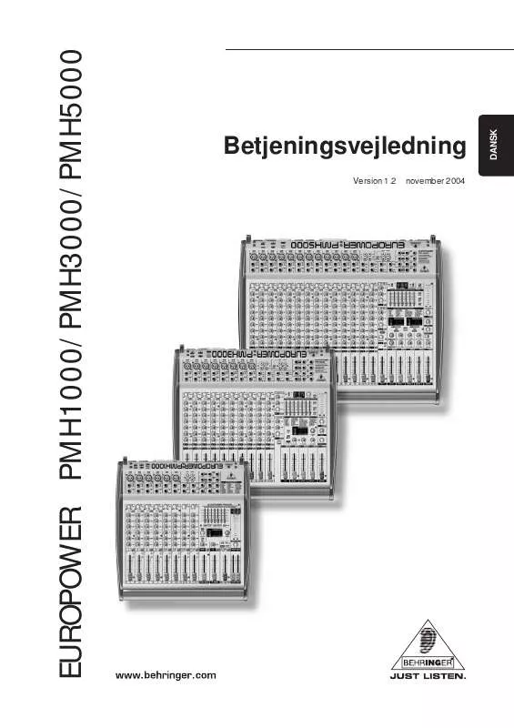 Mode d'emploi BEHRINGER PMH3000