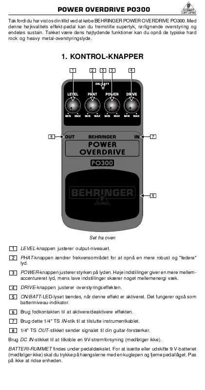 Mode d'emploi BEHRINGER PO300