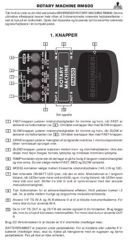 Mode d'emploi BEHRINGER RM600