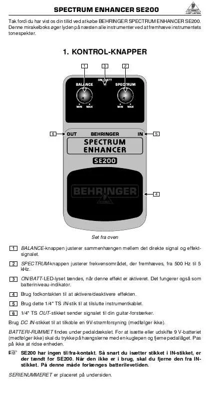 Mode d'emploi BEHRINGER SE200