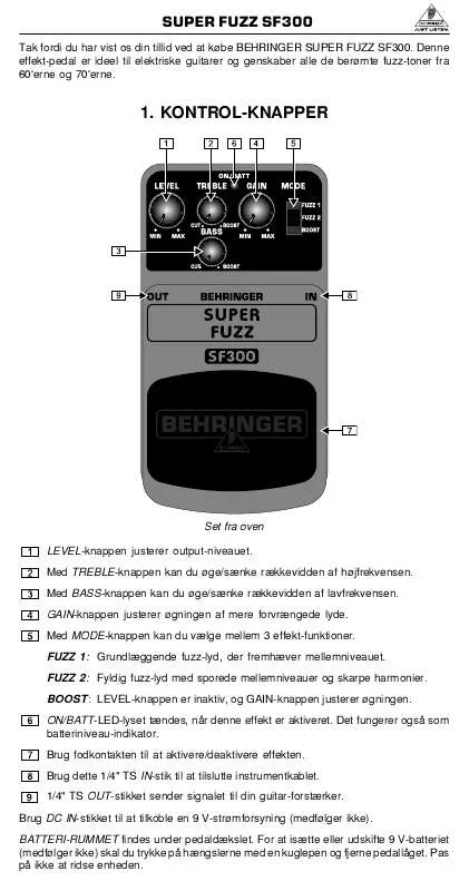 Mode d'emploi BEHRINGER SF300