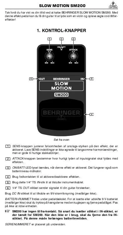 Mode d'emploi BEHRINGER SM200