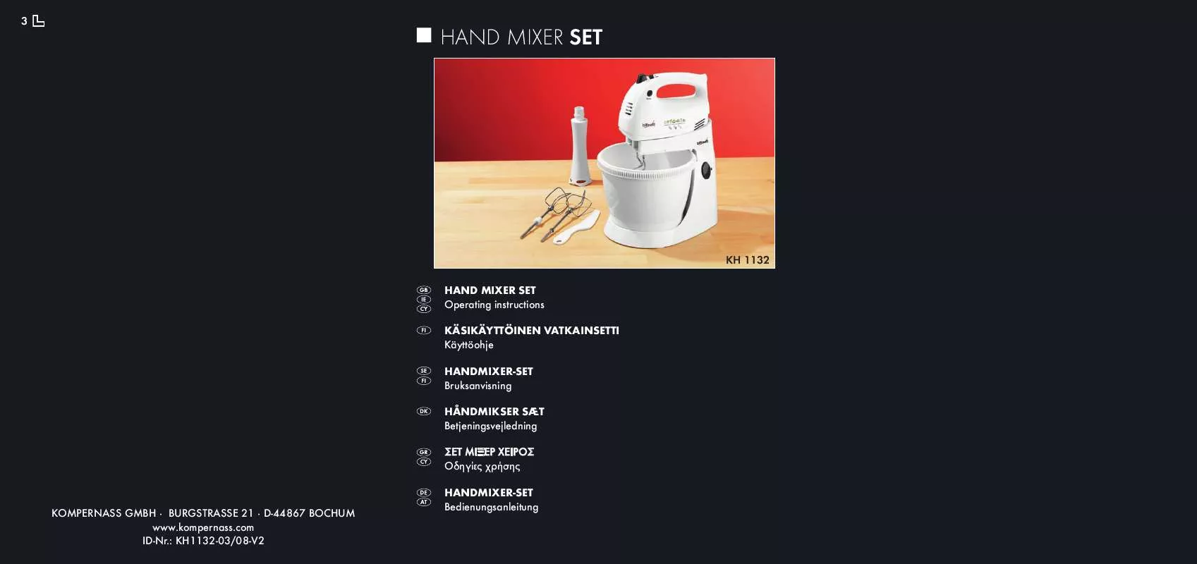 Mode d'emploi BIFINETT KH 1132 HAND MIXER SET