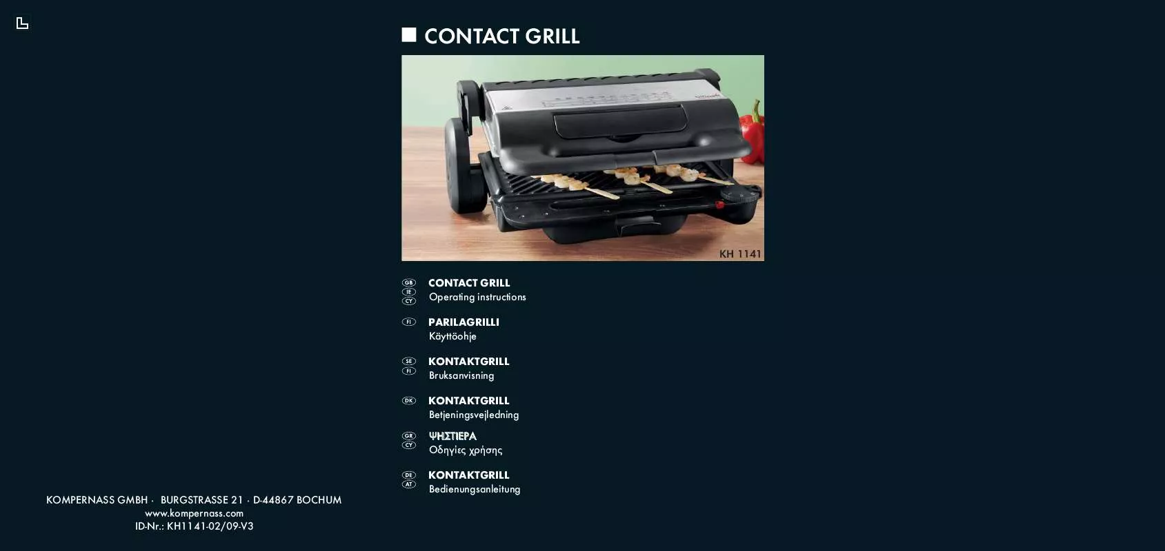 Mode d'emploi BIFINETT KH 1141 CONTACT GRILL