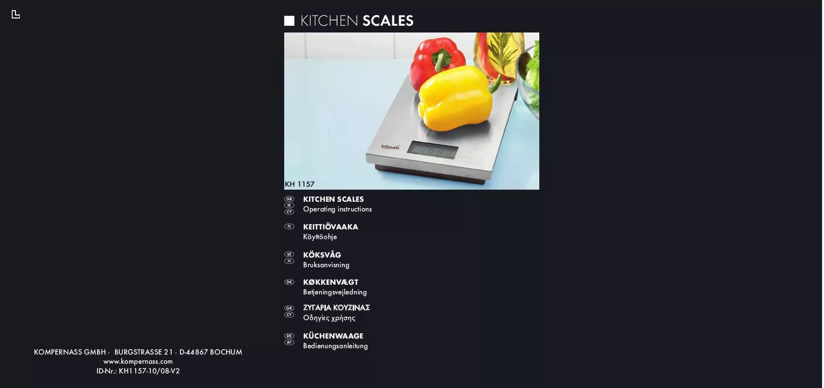 Mode d'emploi BIFINETT KH 1157 KITCHEN SCALES