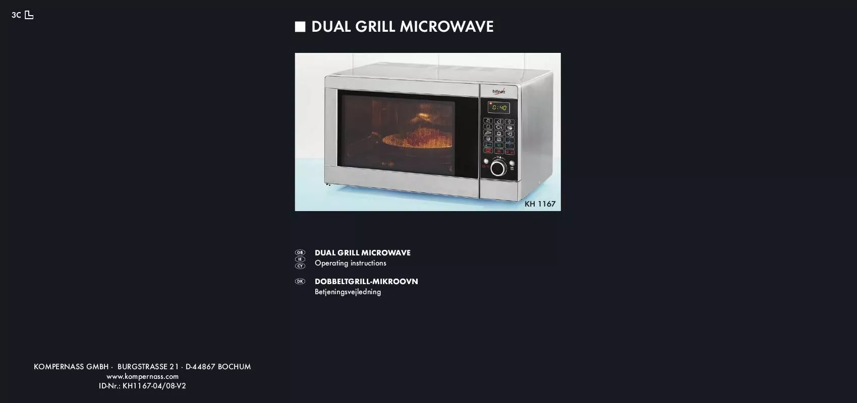 Mode d'emploi BIFINETT KH 1167 DUAL GRILL MICROWAVE