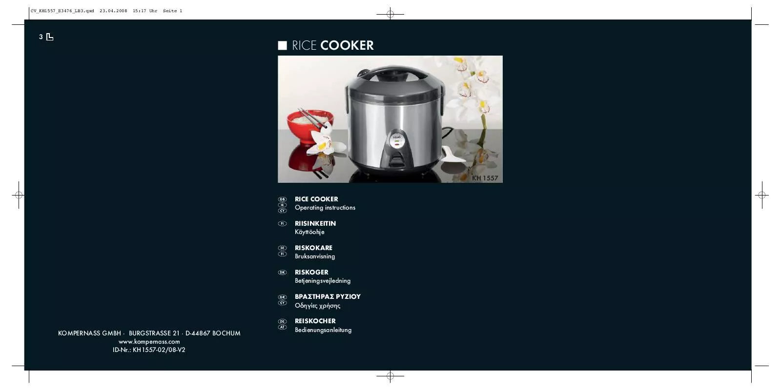 Mode d'emploi BIFINETT KH 1557 RICE COOKER