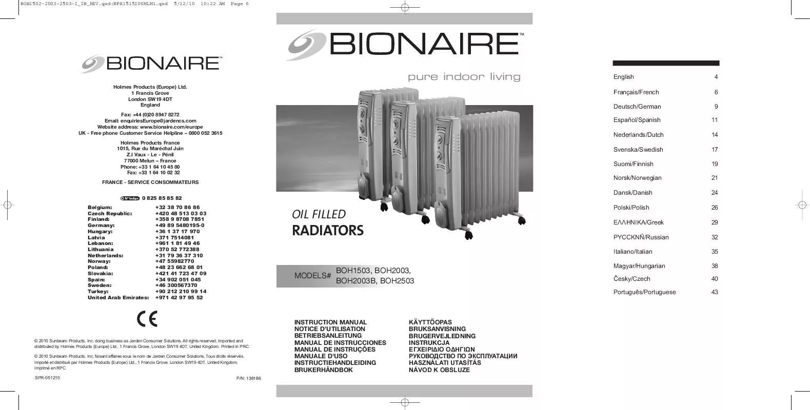 Mode d'emploi BIONAIRE BOH2503