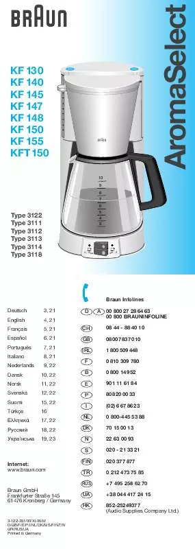 Mode d'emploi BRAUN KF130