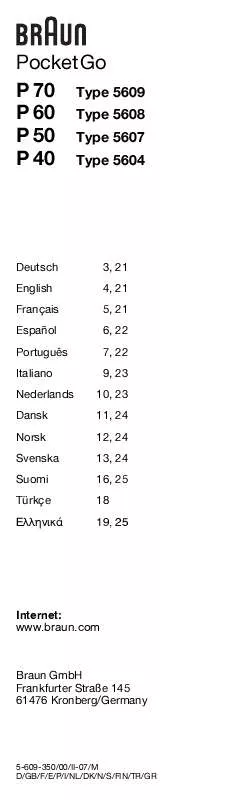 Mode d'emploi BRAUN P60