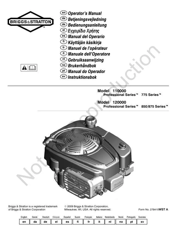 Mode d'emploi BRIGGS & STRATTON 110000 AND 120000