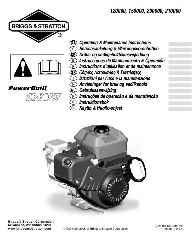 Mode d'emploi BRIGGS & STRATTON 12C400