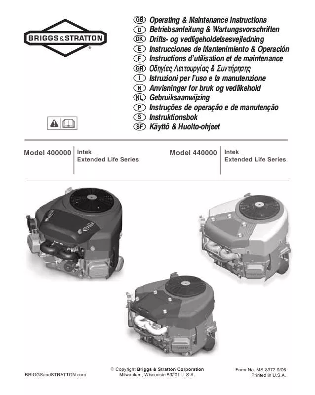 Mode d'emploi BRIGGS & STRATTON 402500