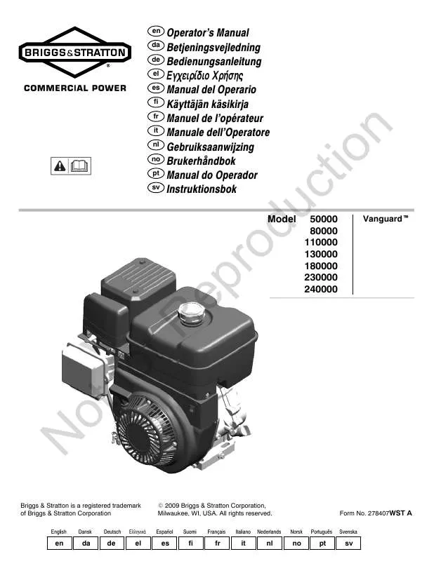 Mode d'emploi BRIGGS & STRATTON 85400