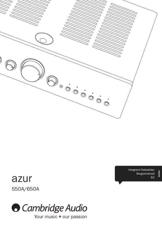 Mode d'emploi CAMBRIDGE AUDIO AZUR 550