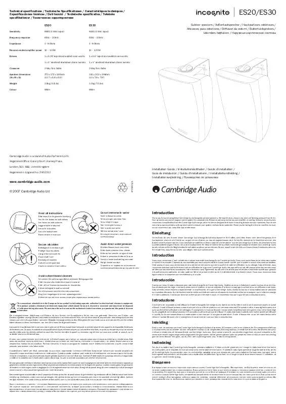 Mode d'emploi CAMBRIDGE AUDIO INCOGNITO ES30