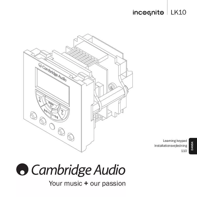 Mode d'emploi CAMBRIDGE AUDIO INCOGNITO LK10