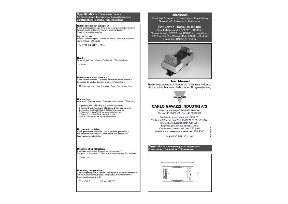 Mode d'emploi CARLO GAVAZZI UCC