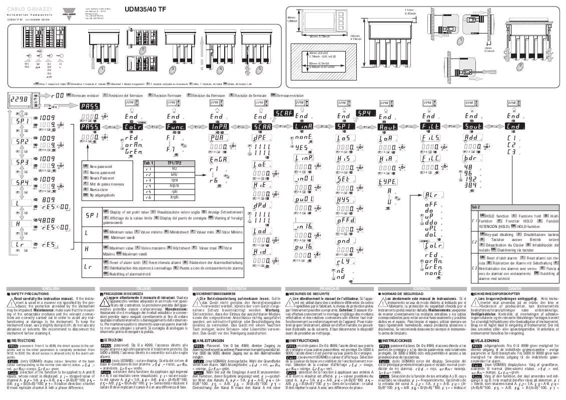 Mode d'emploi CARLO GAVAZZI UDM 35 TF