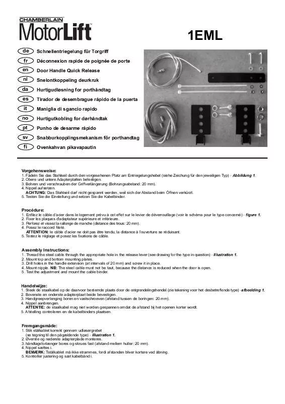 Mode d'emploi CHAMBERLAIN 1EML