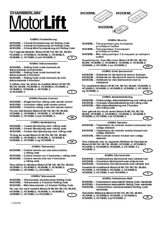 Mode d'emploi CHAMBERLAIN 84333EML