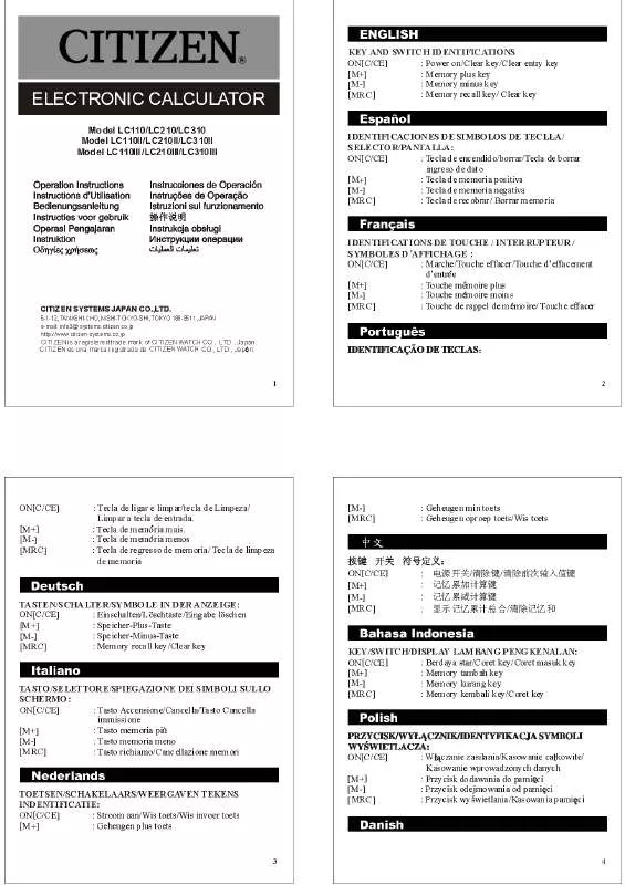 Mode d'emploi CITIZEN LC210III