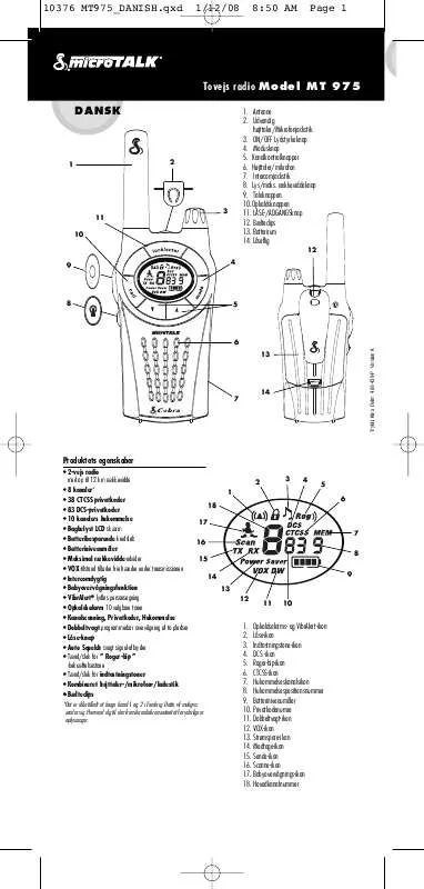 Mode d'emploi COBRA MT 975