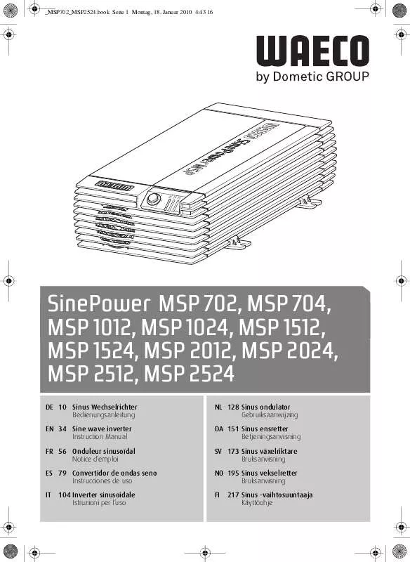 Mode d'emploi DOMETIC MSP 702