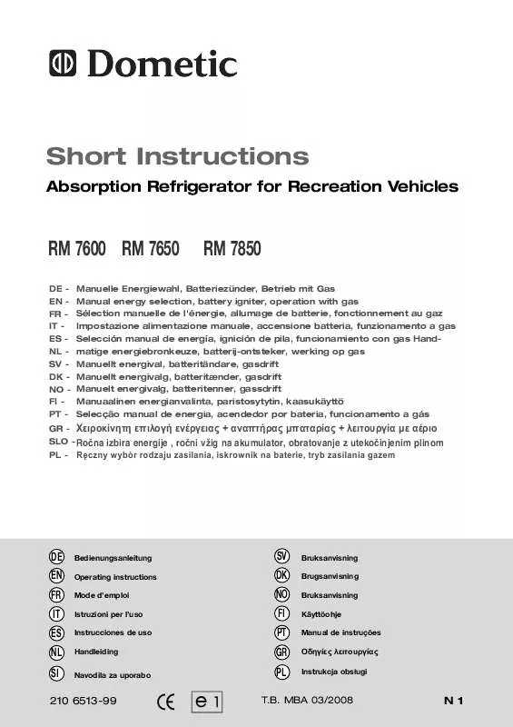 Mode d'emploi DOMETIC RM 7850