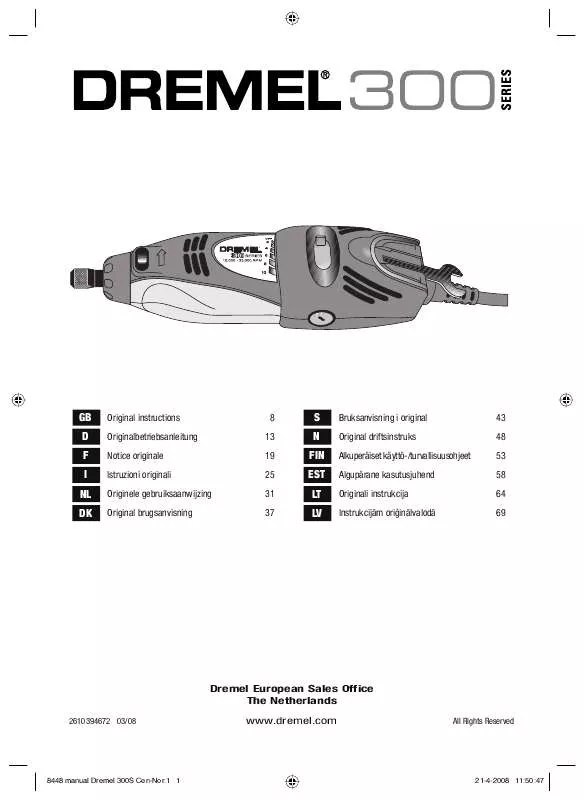 Mode d'emploi DREMEL 300 SERIES