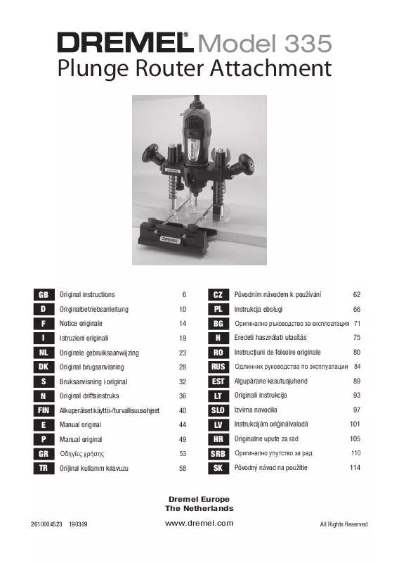 Mode d'emploi DREMEL 335 PLUNGE ROUTER ATTACHMENT