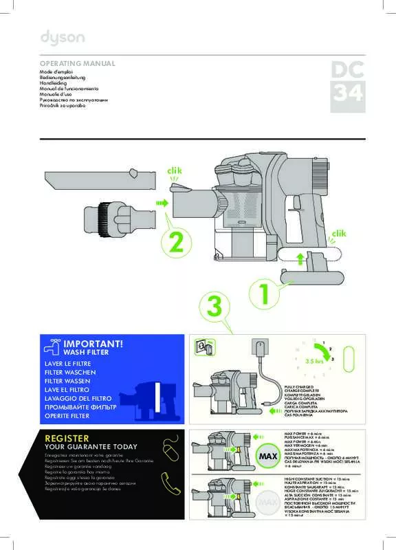 Mode d'emploi DYSON DC34 ORIGINE