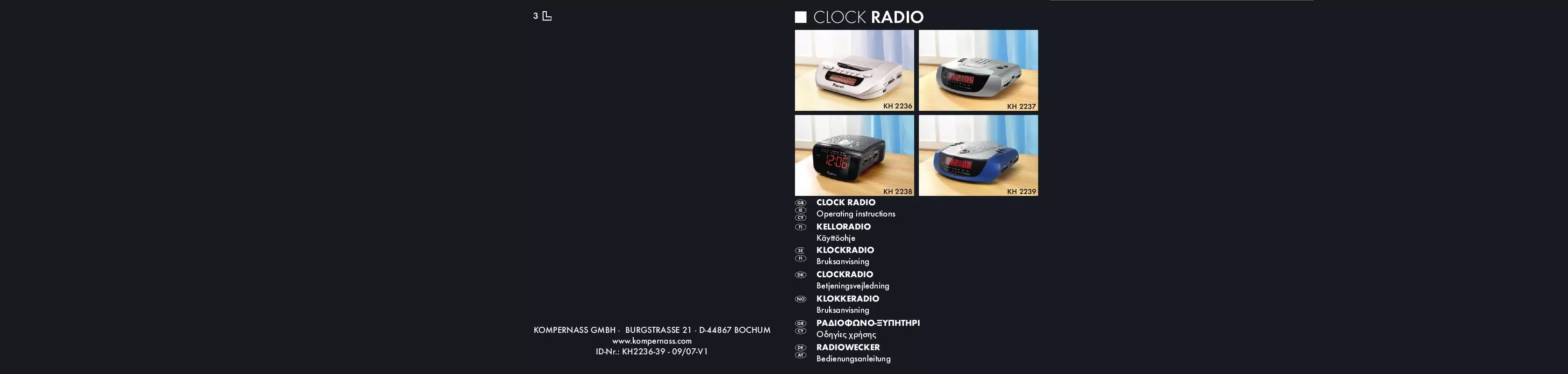 Mode d'emploi EBENCH KH 2236 - 2239 CLOCK RADIO