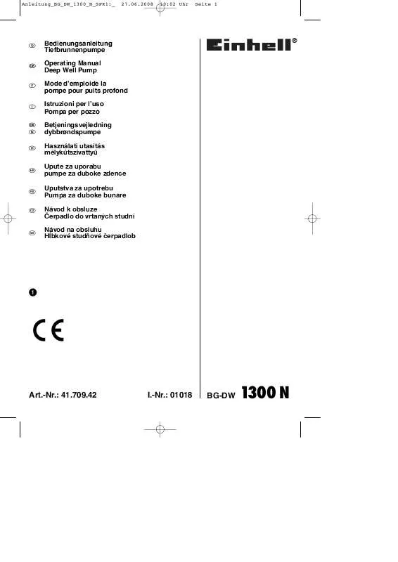 Mode d'emploi EINHELL BG-DW 1300 N