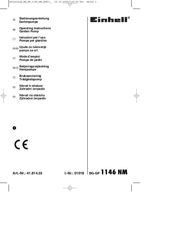 Mode d'emploi EINHELL BG-GP 1146 NM