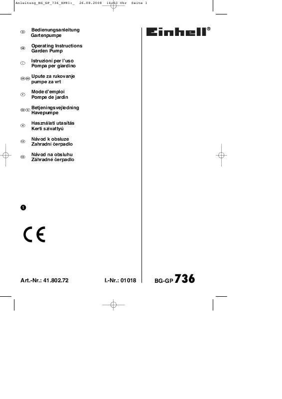 Mode d'emploi EINHELL BG-GP 736