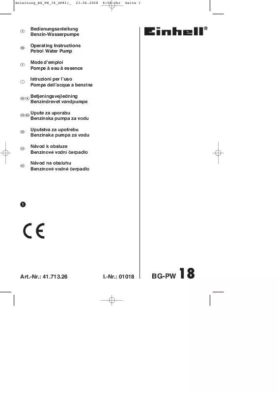 Mode d'emploi EINHELL BG-PW 18