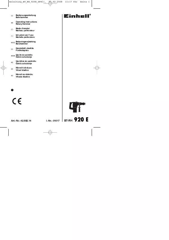 Mode d'emploi EINHELL BT-RH 920 E